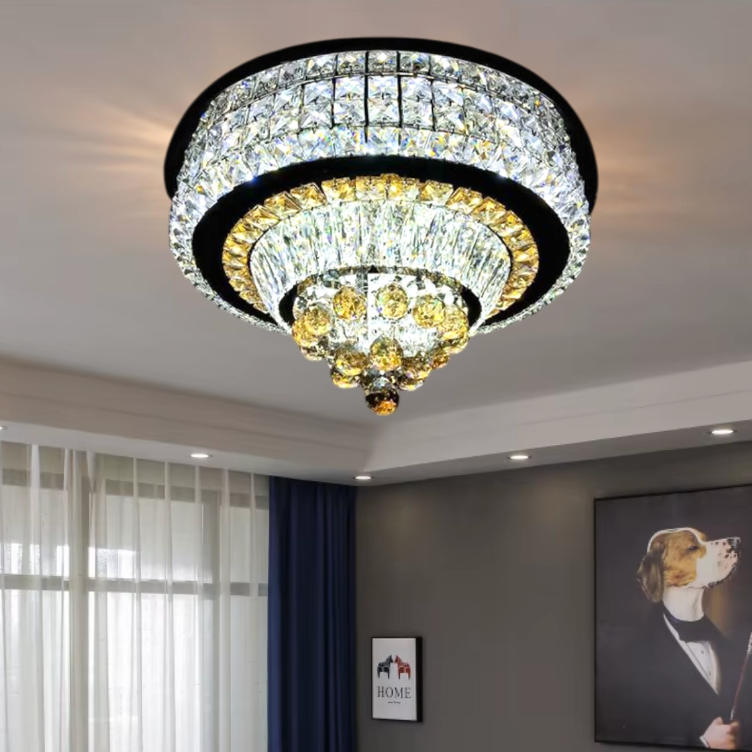LED осветително тяло от кристал за таван Noble Glow с дистанционно, еквивалент 800W