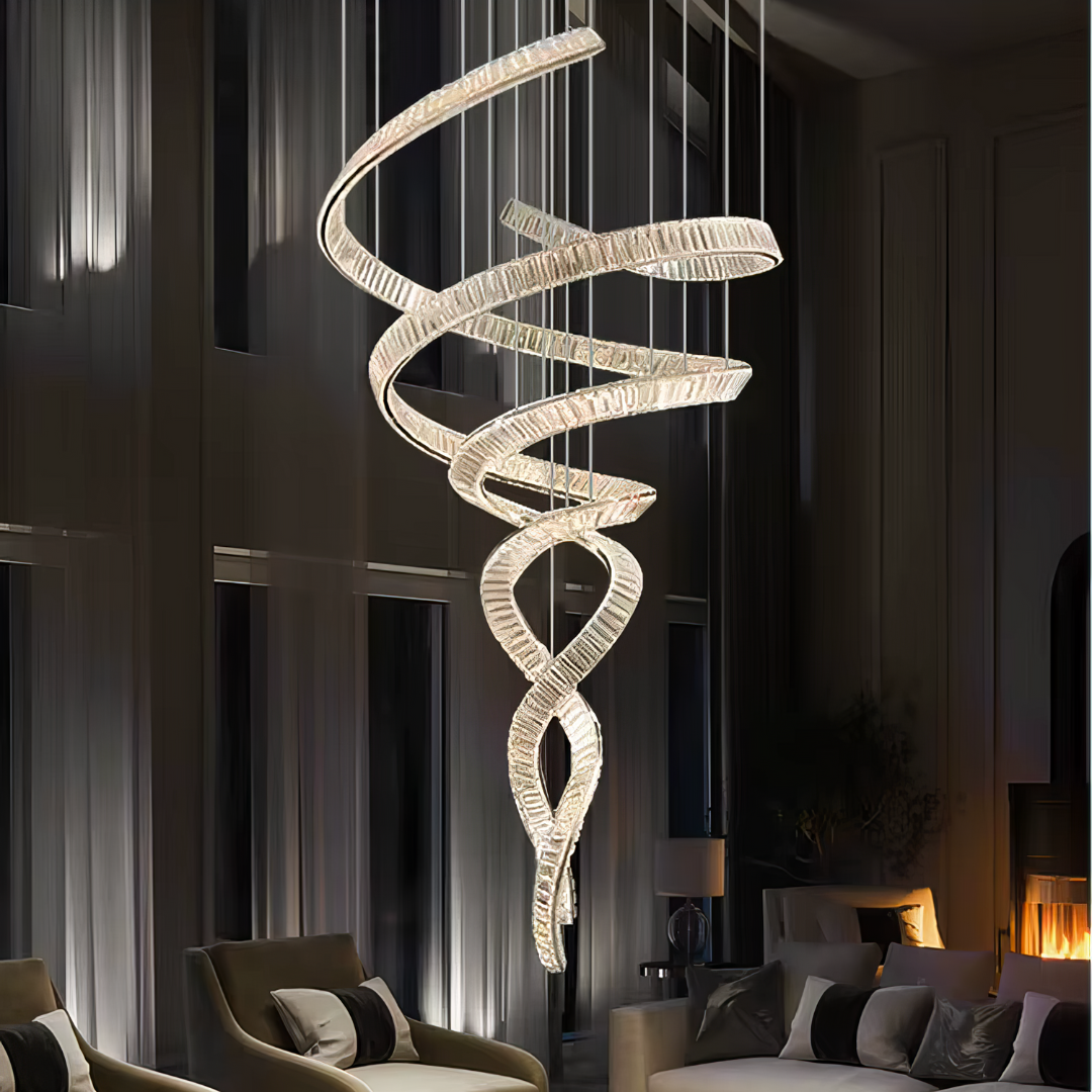 LED полилей LUXURY Crystal Miravon с кристали, сребрист, 150x350CM XXL