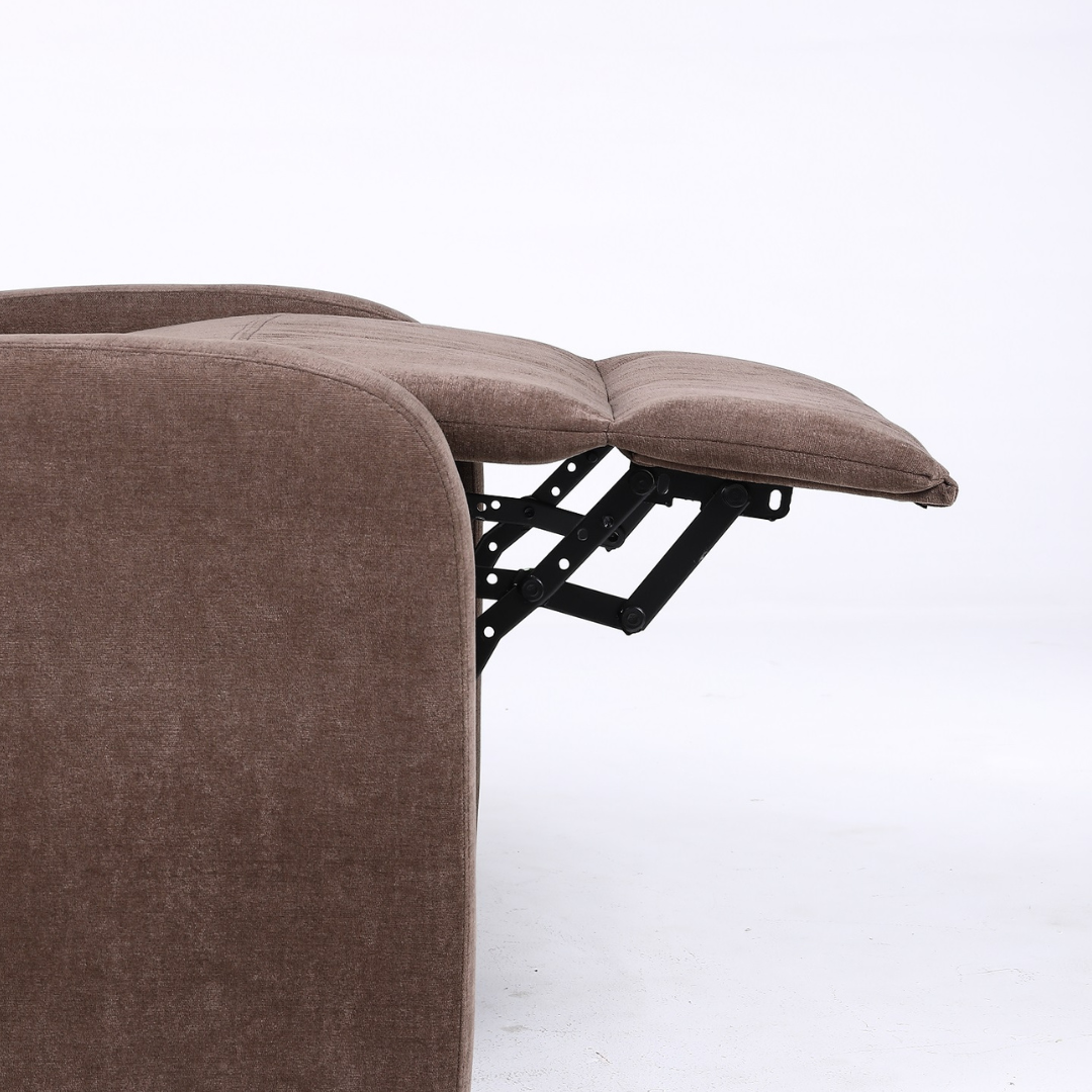 Релакс фотьойл с механизъм Recliner, кафяв текстил