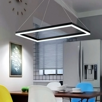 LED пендел с едно правоъгълно тяло 80X40CM черна, еквивалент 400W