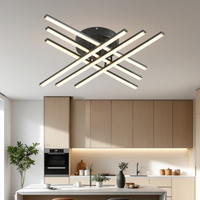 LED осветително тяло 96W X с 6 черни линии, еквивалент 700W, с дистанционно