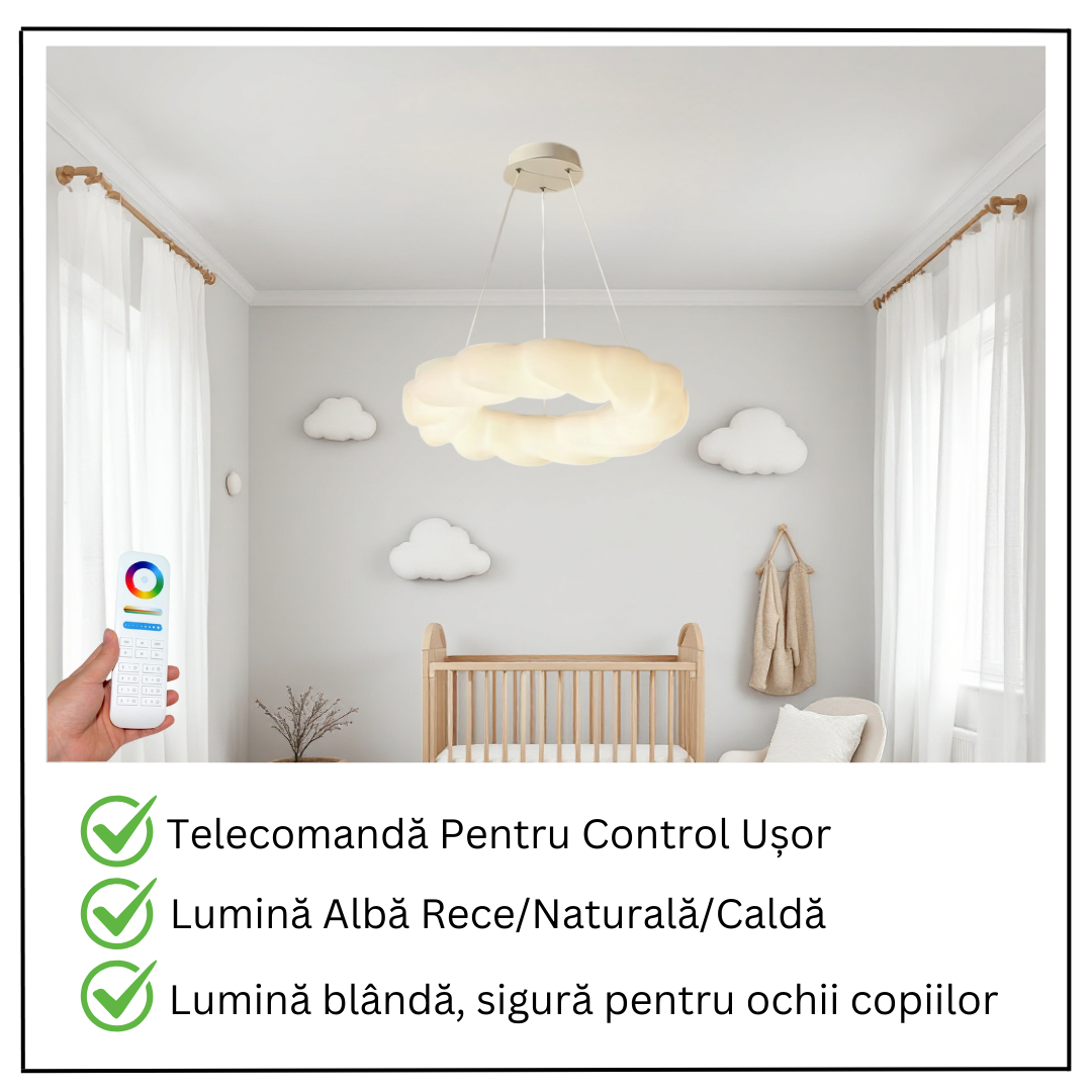 Lustra LED 120W Fluffy Cloud Telecomanda 5571 (DD) ALBA / 50CM / KIDS Lighting Fixtures