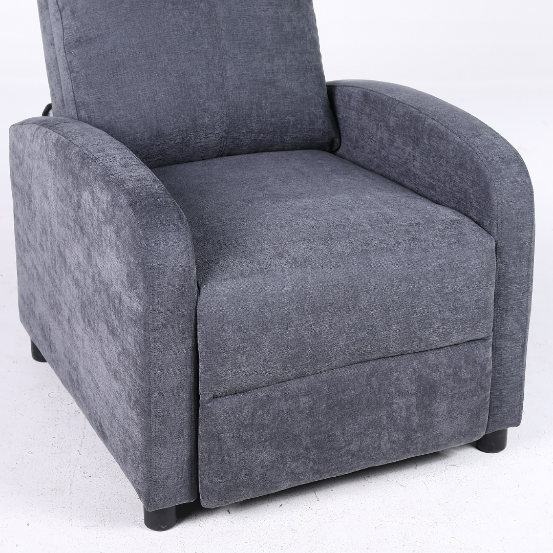 Релакс фотьойл с механизъм Recliner, тъмно сив текстил