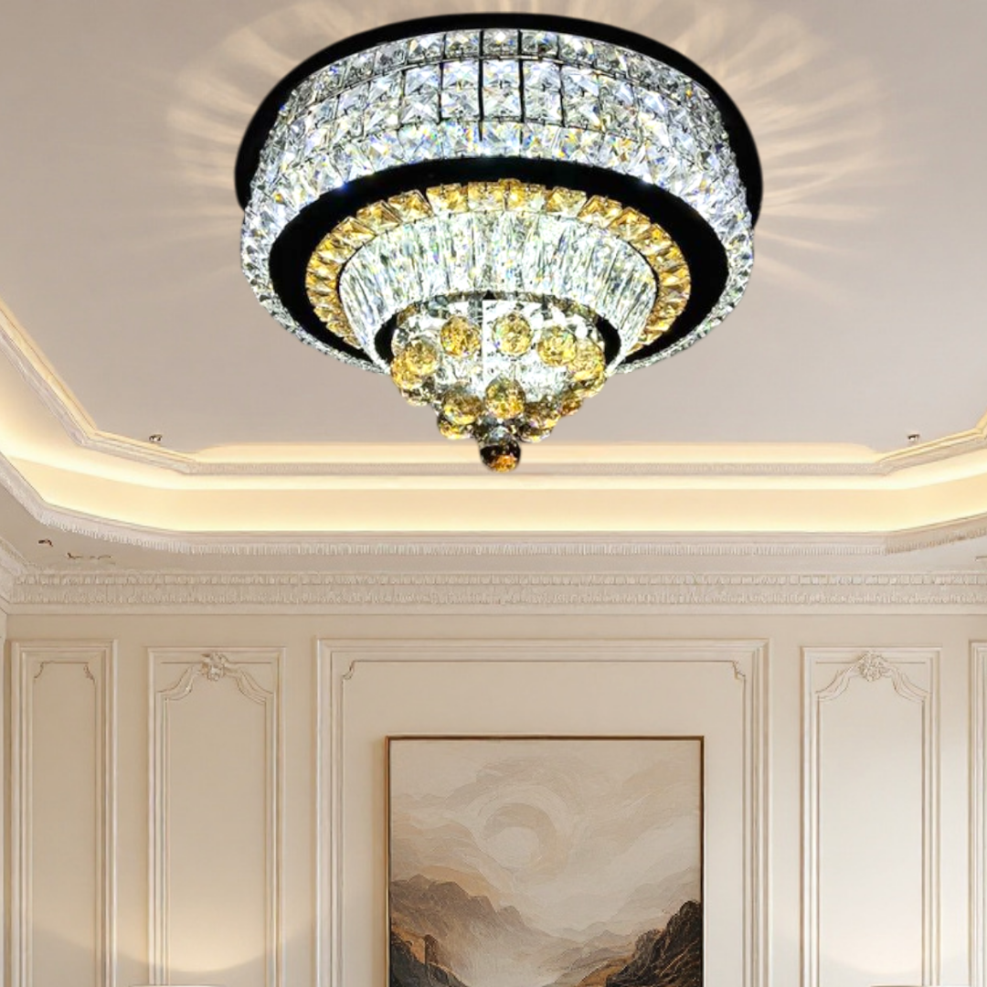 LED осветително тяло от кристал за таван Noble Glow с дистанционно, еквивалент 800W