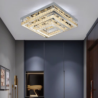 LED осветително тяло с кристали 130W Exquisite Square еквивалент 800W с дистанционно