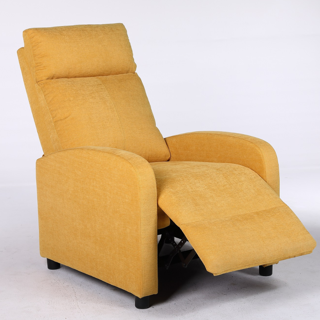 Релакс фотьойл с механизъм Recliner, текстил жълт