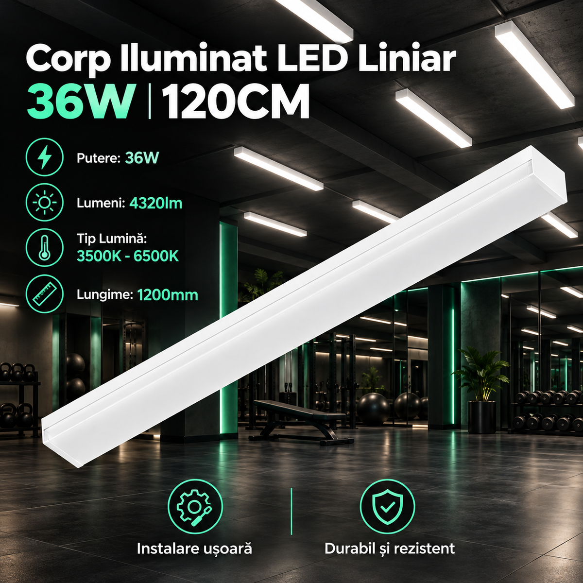 LED линейно осветително тяло Proline 120 см 36W 4320lm CCT IP40