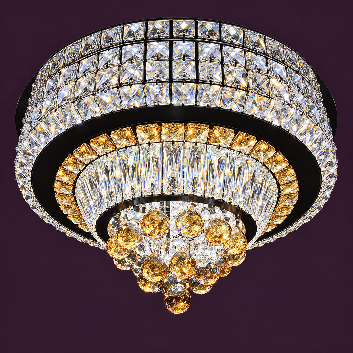 LED осветително тяло от кристал за таван Noble Glow с дистанционно, еквивалент 800W