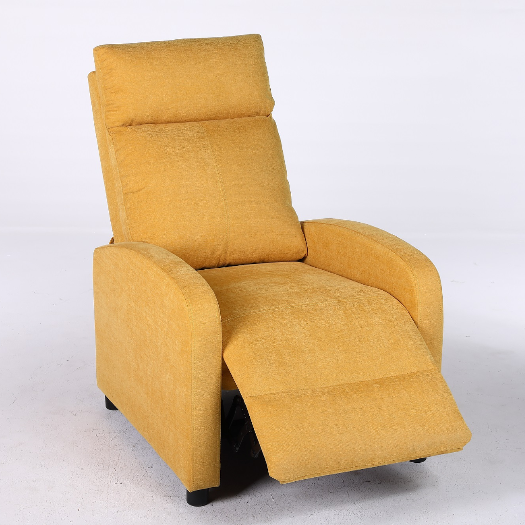 Релакс фотьойл с механизъм Recliner, текстил жълт