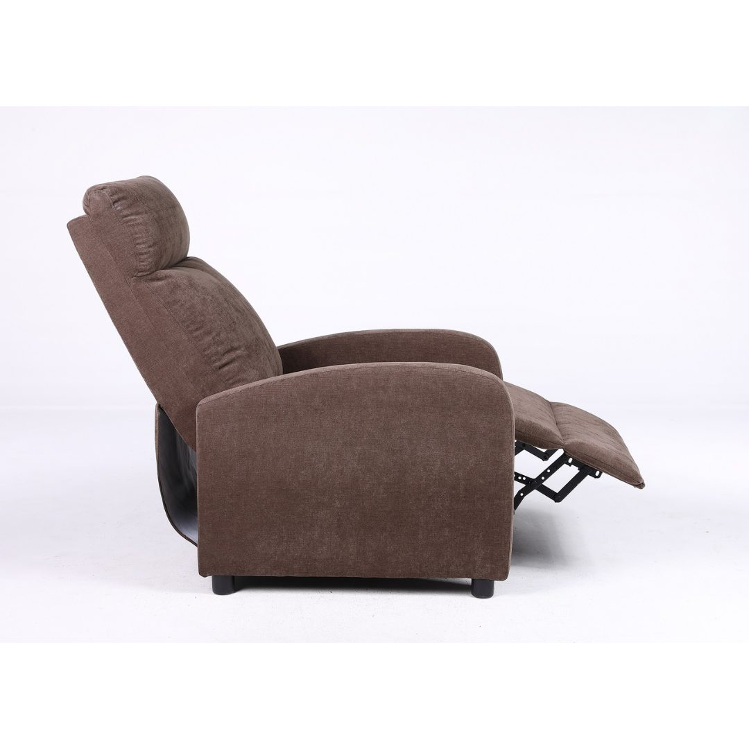 Релакс фотьойл с механизъм Recliner, кафяв текстил
