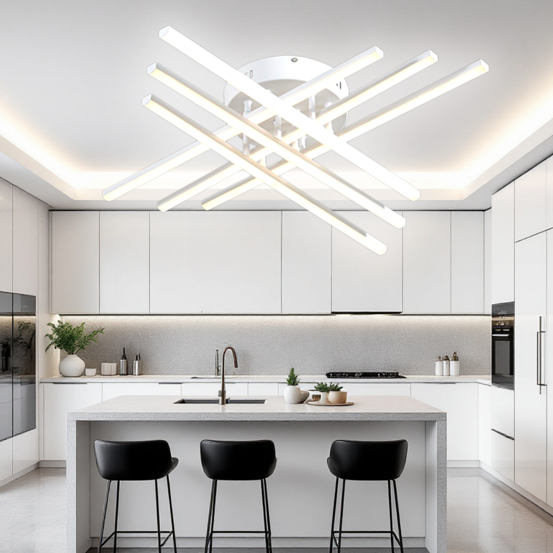 LED осветително тяло 96W X с 6 бели линии, еквивалент 700W, с дистанционно