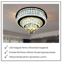 LED осветително тяло от кристал за таван Noble Glow с дистанционно, еквивалент 800W