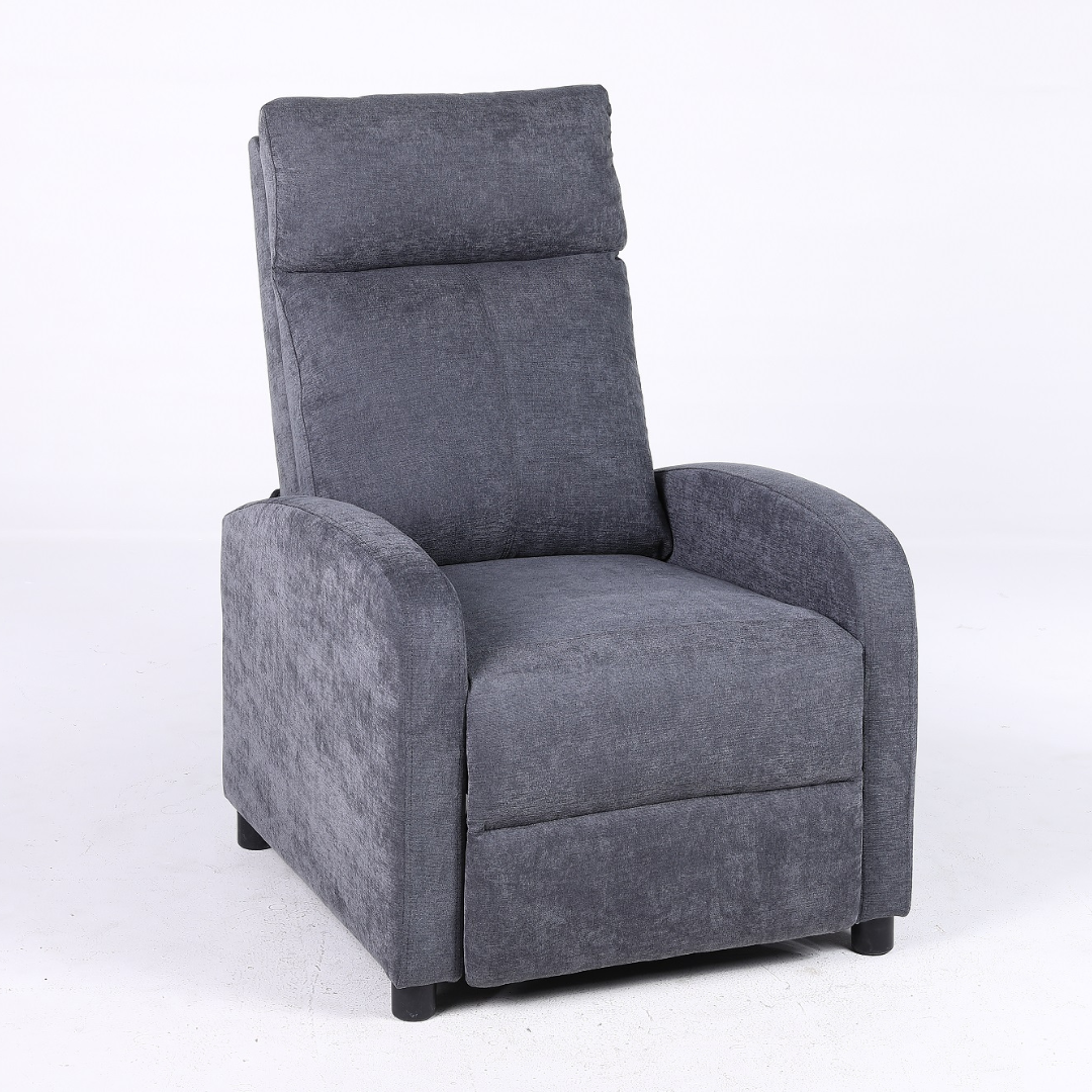 Релакс фотьойл с механизъм Recliner, тъмно сив текстил