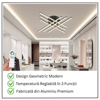 LED осветително тяло 96W X с 6 черни линии, еквивалент 700W, с дистанционно