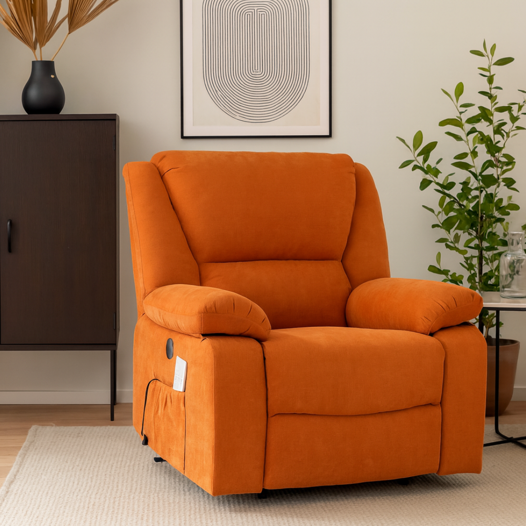 Fotoliu cu Masaj și Încălzire Recliner Electric Portocaliu FOTOLIU CU MASAJ/RECLINER/INCALZIRE / Portocaliu Chairs