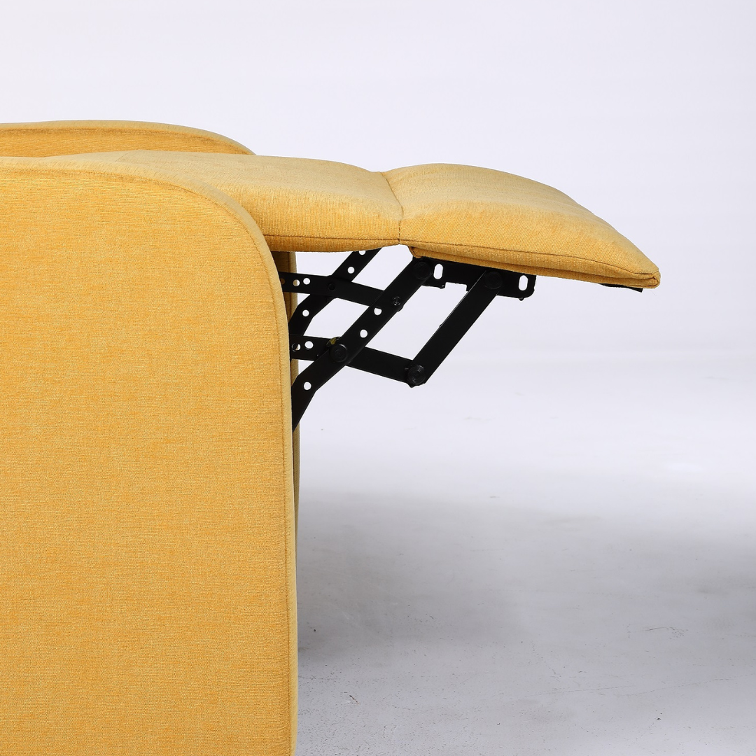 Релакс фотьойл с механизъм Recliner, текстил жълт