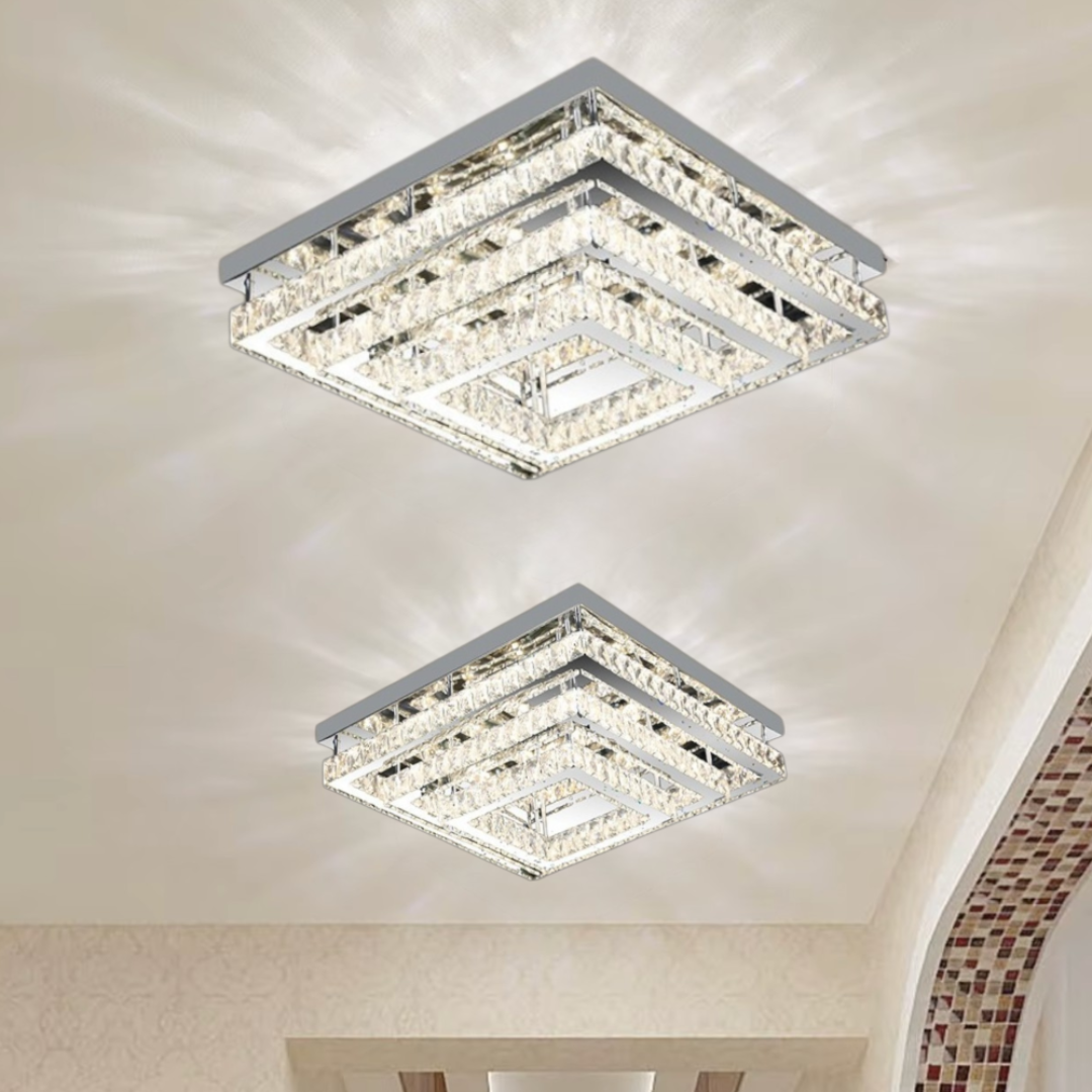 LED осветително тяло с кристали 130W Exquisite Square еквивалент 800W с дистанционно