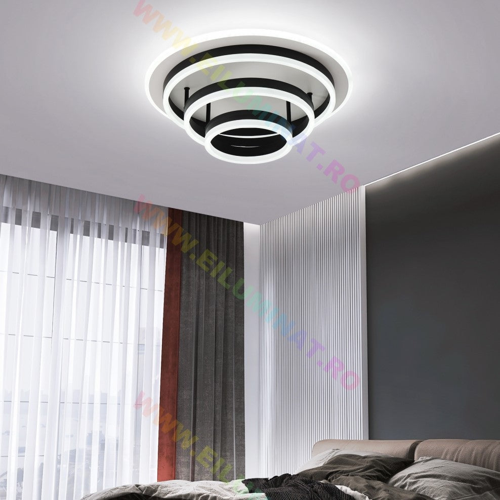 LED осветително тяло Vulcano Ring Black еквивалент 800W с дистанционно