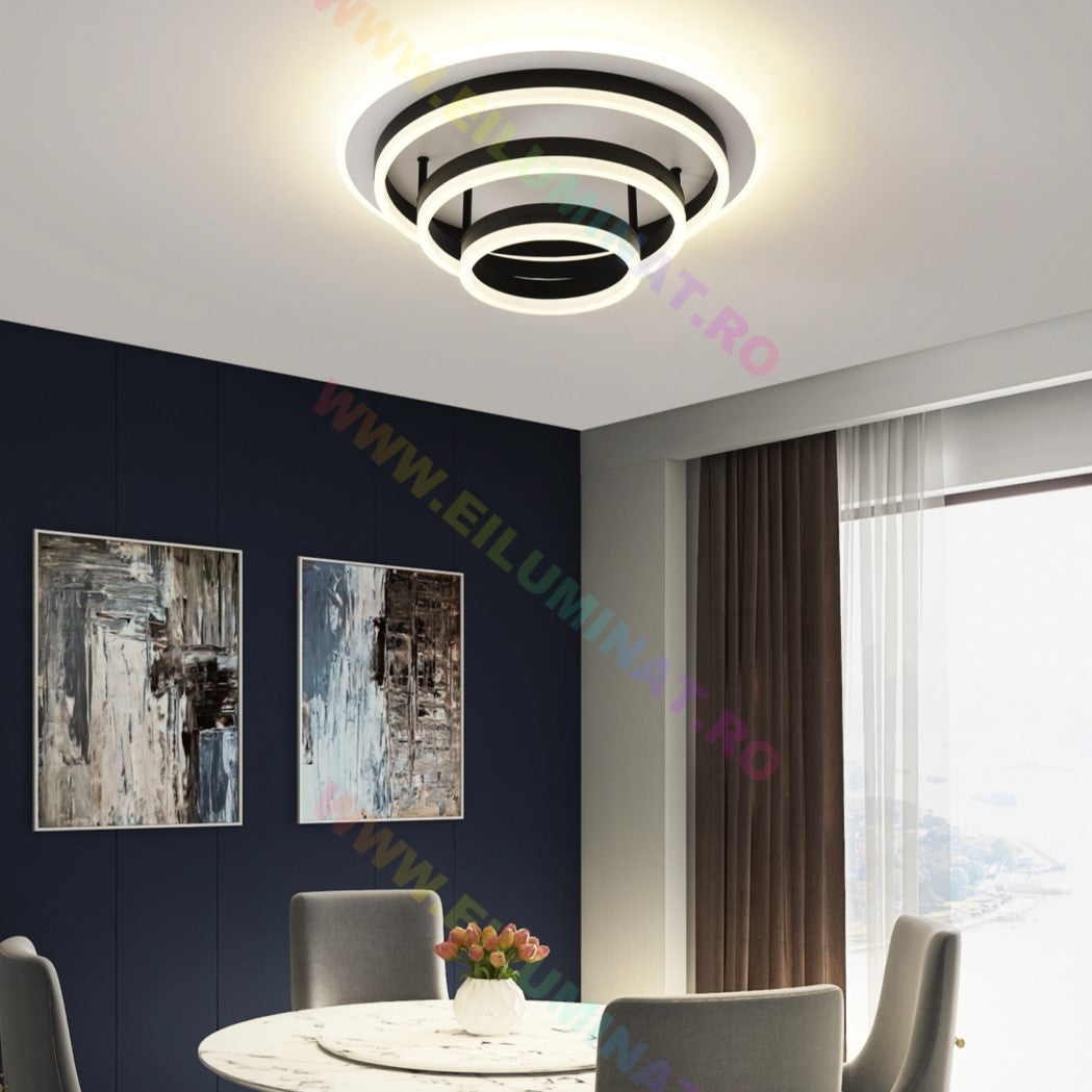 LED осветително тяло Vulcano Ring Black еквивалент 800W с дистанционно