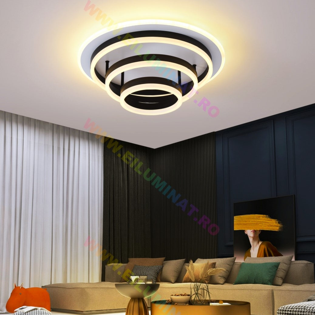 LED осветително тяло Vulcano Ring Black еквивалент 800W с дистанционно