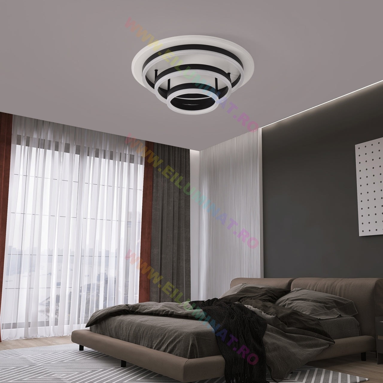 LED осветително тяло Vulcano Ring Black еквивалент 800W с дистанционно