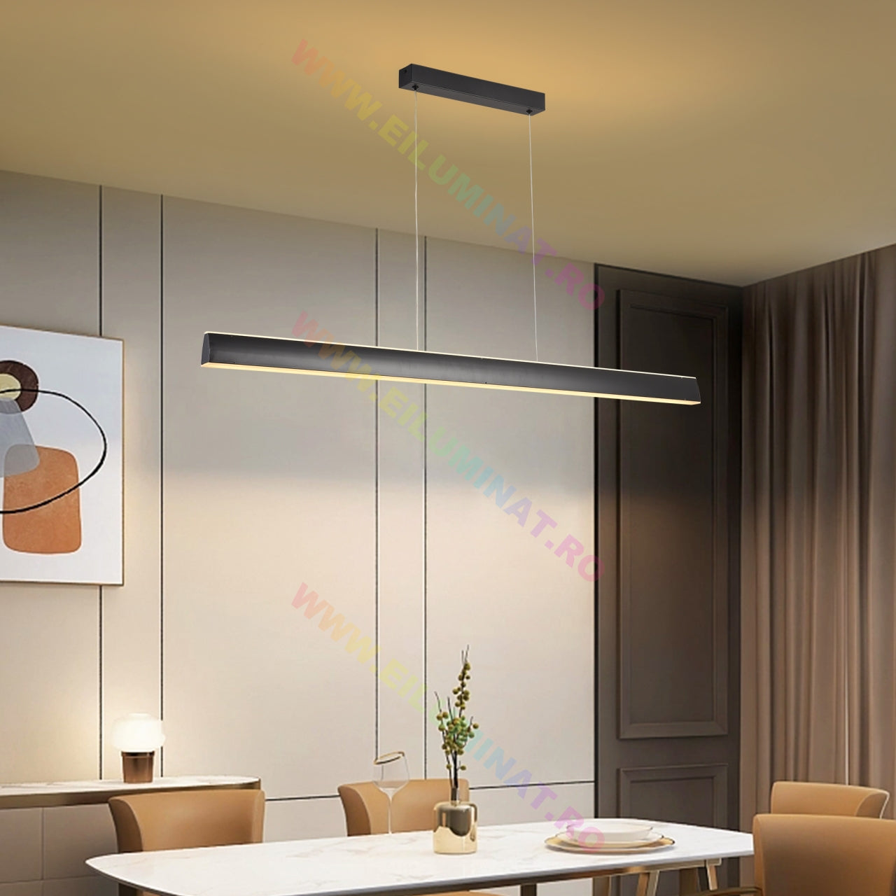 LED осветително тяло висящо Black 120cm линейно еквивалент 400W с дистанционно
