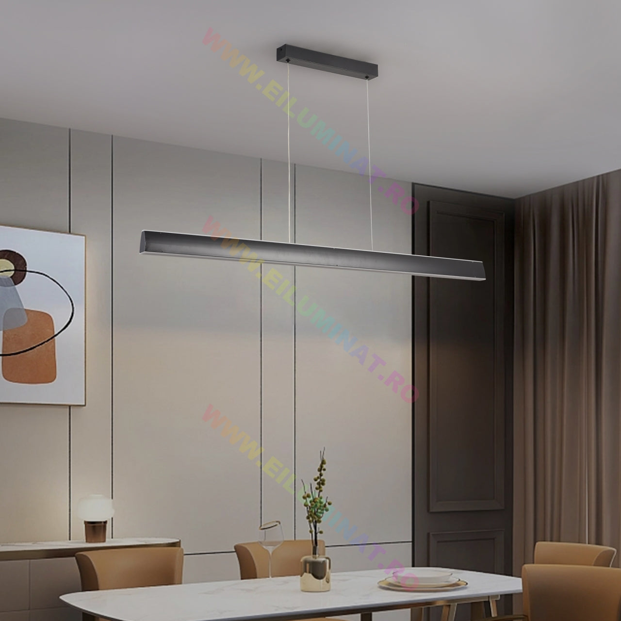 LED осветително тяло висящо Black 120cm линейно еквивалент 400W с дистанционно