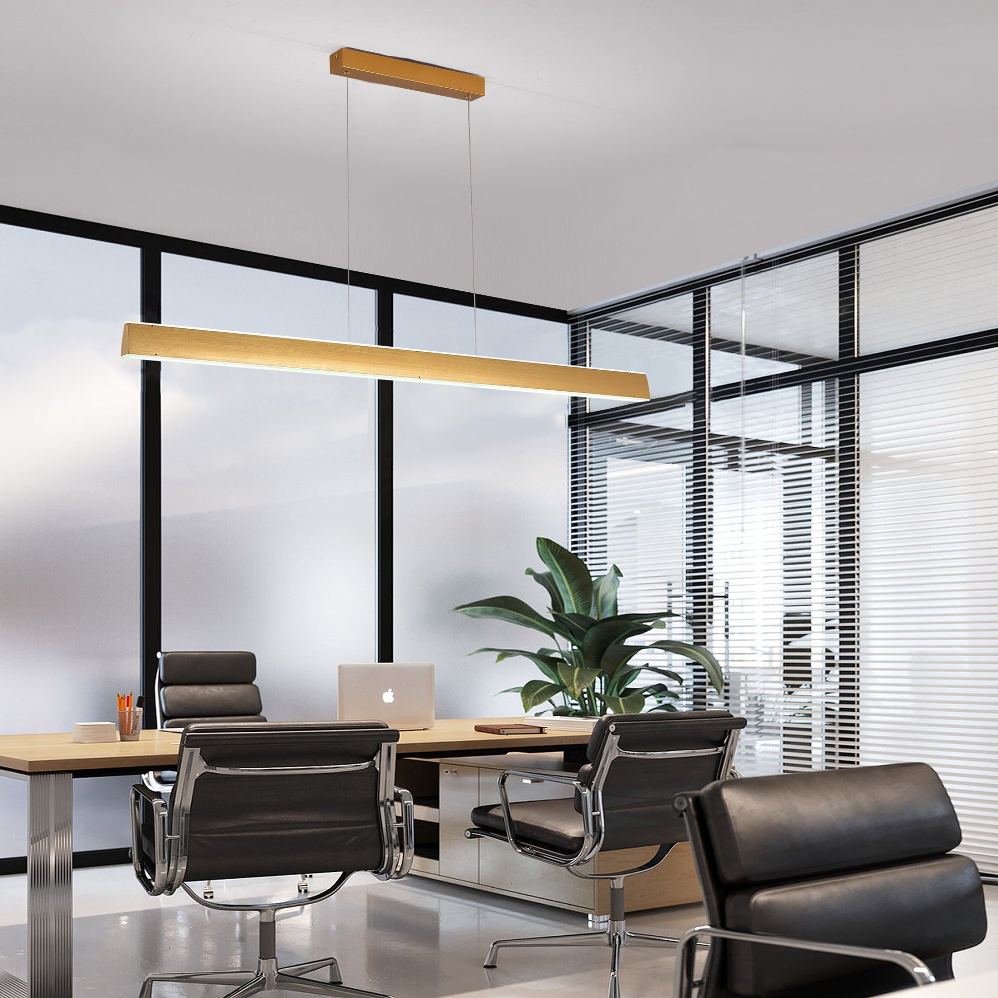 LED осветително тяло висящо Gold 120cm линейно, еквивалент 400W, с дистанционно
