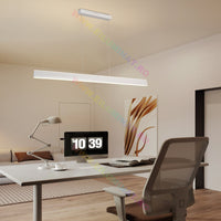 LED осветително тяло висящо бяло 120cm линейно еквивалент 400W с дистанционно