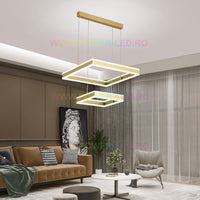 LED осветително тяло 256W CASSANDRA Square Gold с дистанционно, еквивалент 800W
