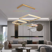 LED осветително тяло 416W CASSANDRA Square Gold 3 сегмента с дистанционно