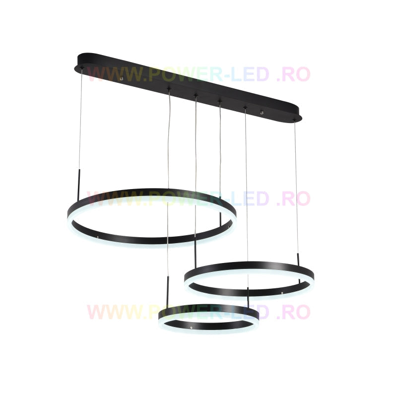 LED осветително тяло 150W CASSANDRA Circle Black 3 сегмента еквивалент 600W