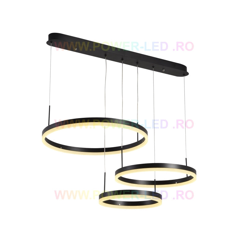 LED осветително тяло 150W CASSANDRA Circle Black 3 сегмента еквивалент 600W