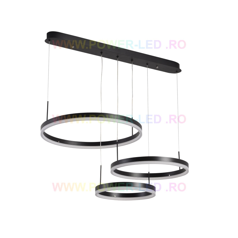 LED осветително тяло 150W CASSANDRA Circle Black 3 сегмента еквивалент 600W