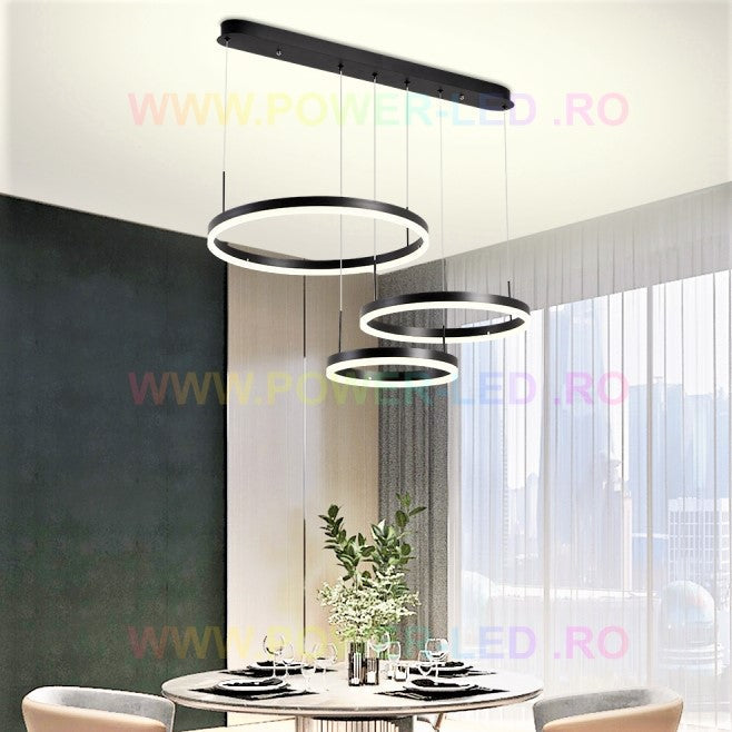 LED осветително тяло 150W CASSANDRA Circle Black 3 сегмента еквивалент 600W