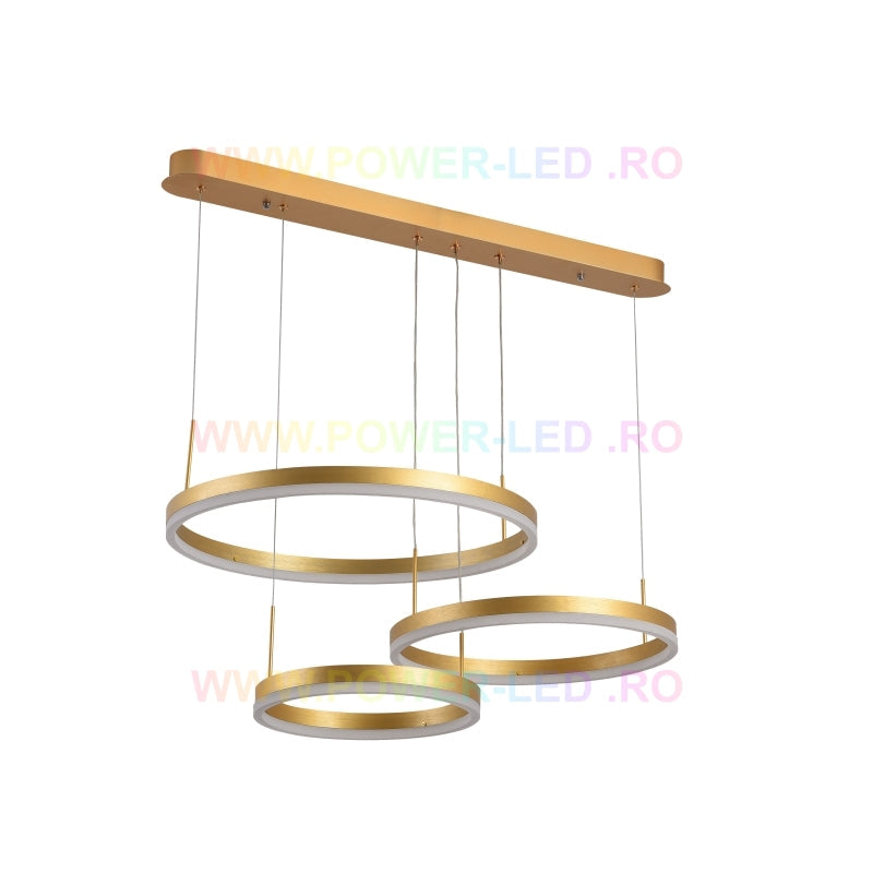 LED осветително тяло 150W CASSANDRA Circle Gold 3 сегмента еквивалент 600W