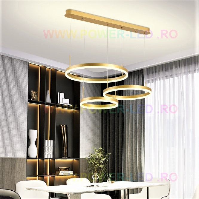 LED осветително тяло 150W CASSANDRA Circle Gold 3 сегмента еквивалент 600W