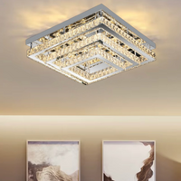 LED осветително тяло с кристали 130W Exquisite Square еквивалент 800W с дистанционно