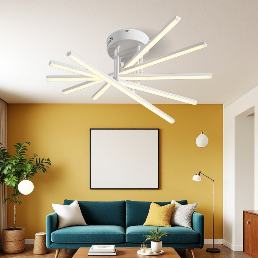 LED осветително тяло 80W Fano 5 елемента БЯЛО еквивалент 500W с дистанционно