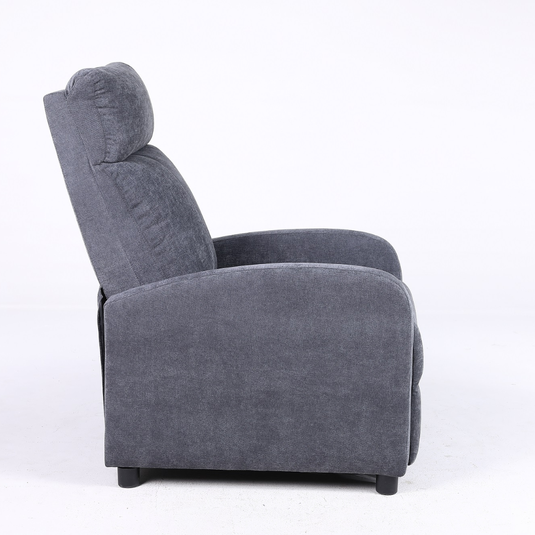 Релакс фотьойл с механизъм Recliner, тъмно сив текстил