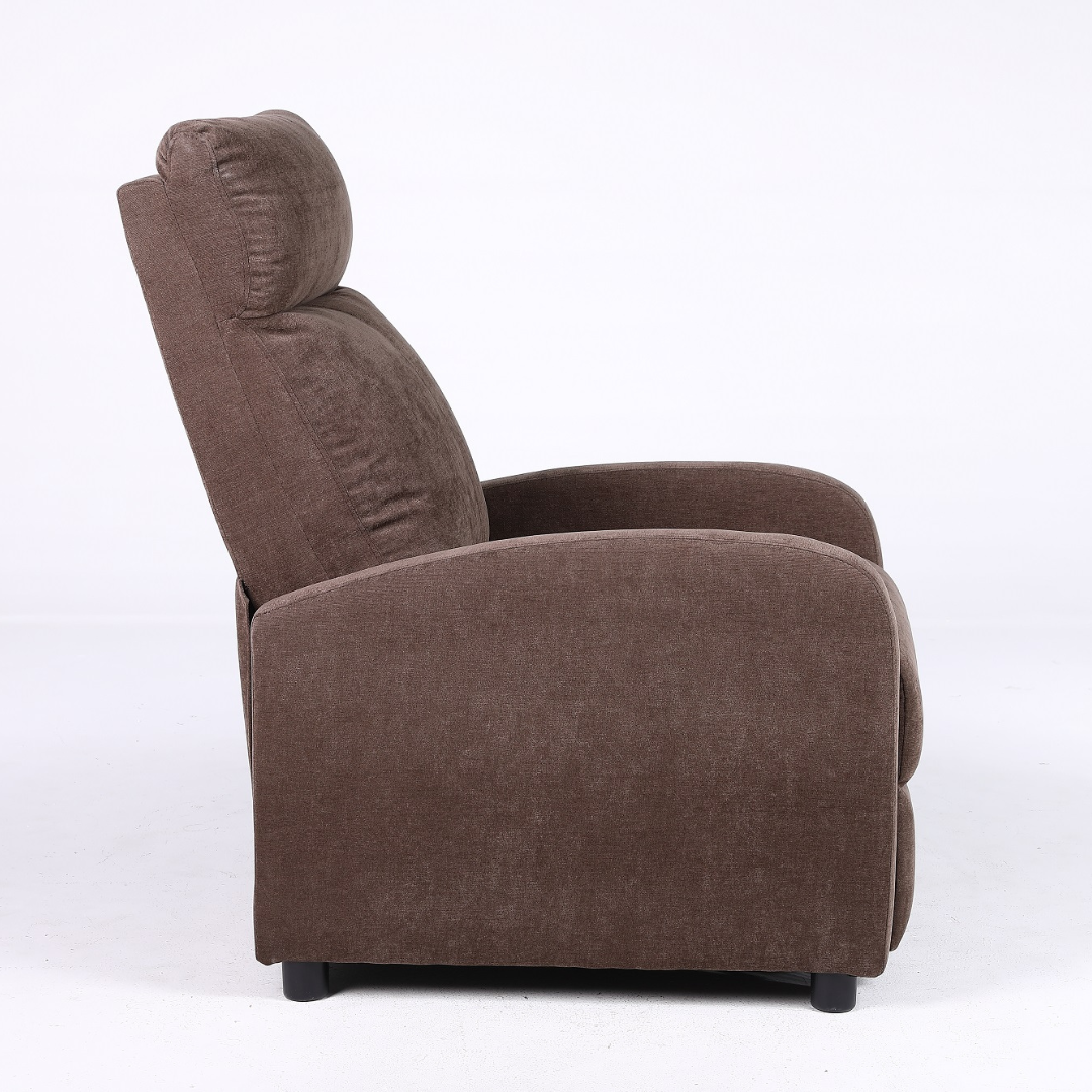 Релакс фотьойл с механизъм Recliner, кафяв текстил