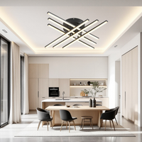 LED осветително тяло 96W X с 6 черни линии, еквивалент 700W, с дистанционно