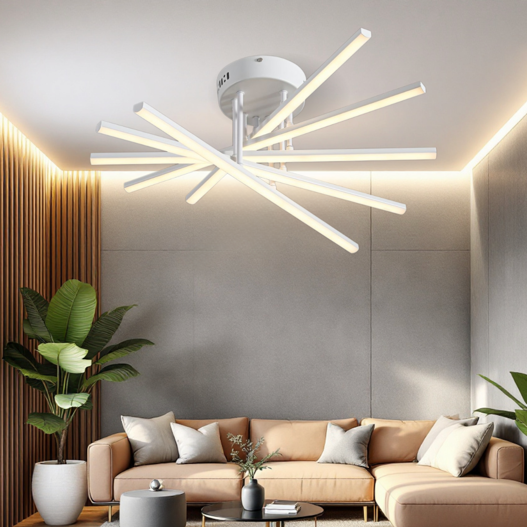 LED осветително тяло 80W Fano 5 елемента БЯЛО еквивалент 500W с дистанционно