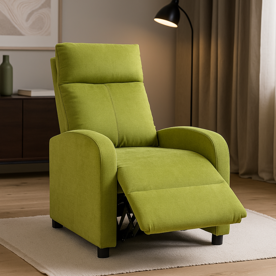Релакс фотьойл с механизъм Recliner, зелена дамаска