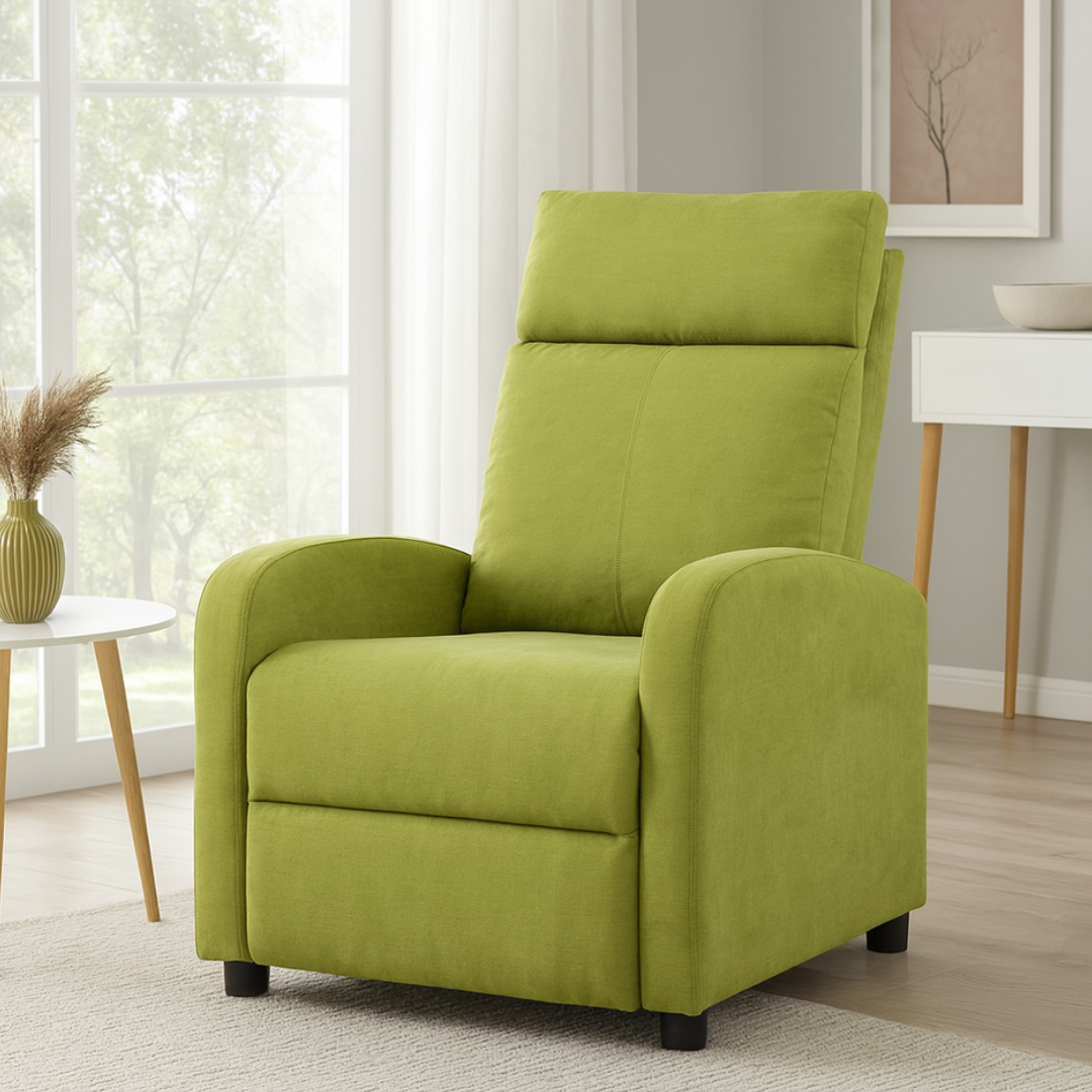 Релакс фотьойл с механизъм Recliner, зелена дамаска