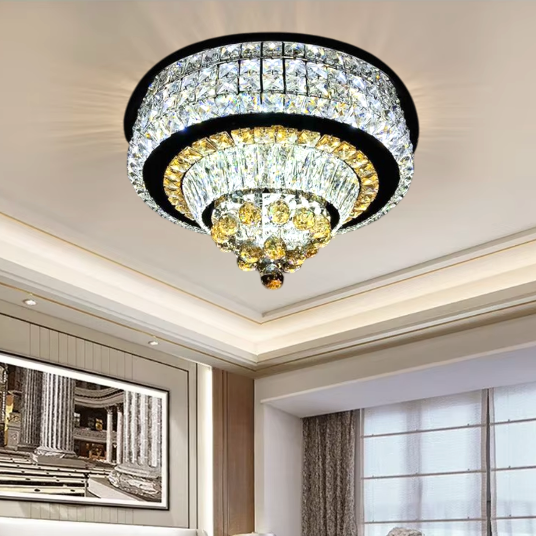 LED осветително тяло от кристал за таван Noble Glow с дистанционно, еквивалент 800W