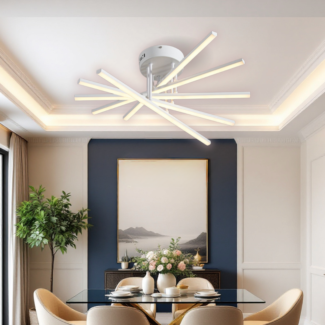 LED осветително тяло 80W Fano 5 елемента БЯЛО еквивалент 500W с дистанционно