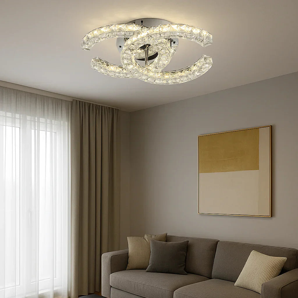 LED осветително тяло CRISTAL Double C Silver Еквивалент 300W Дистанционно