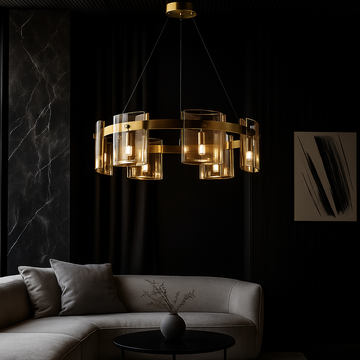 LED осветително тяло тип пендел Faye Gold с 6 елемента, еквивалент 250W
