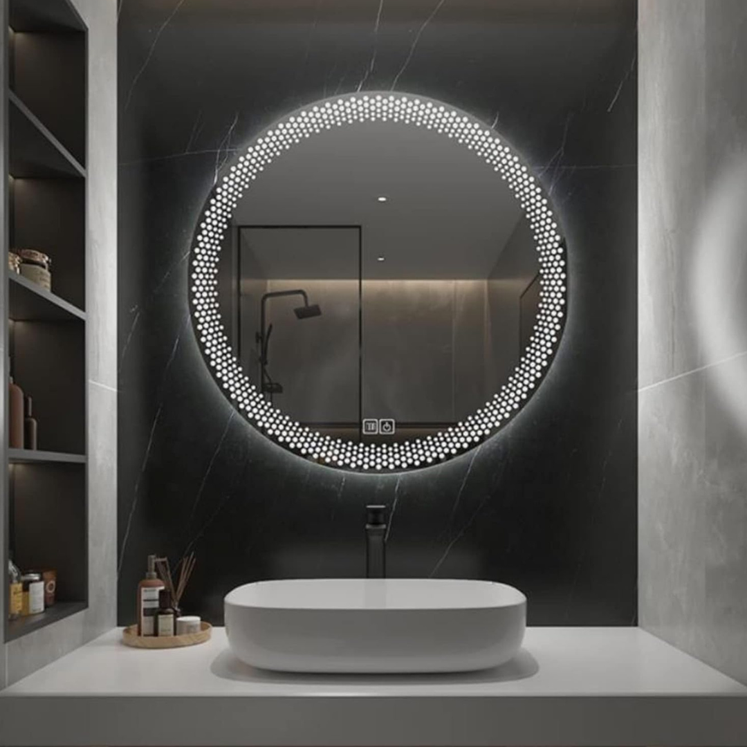 Кръгло LED огледало 60 cm, обезпотяване и Touch E47S